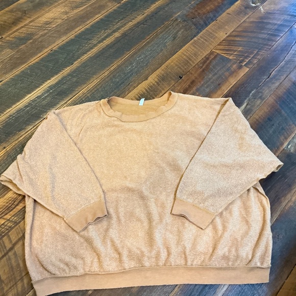 Free People Intimately Fleece Pullover Sweatshirt Split Trim Crew neck size M - Picture 3 of 7